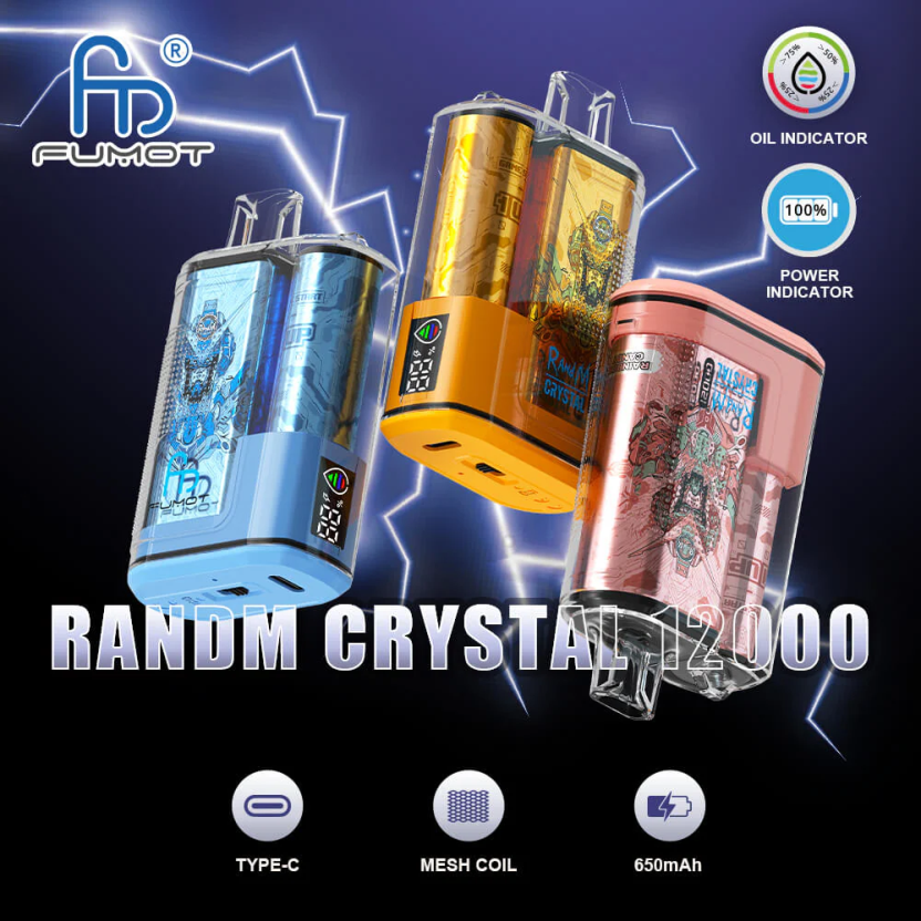 Fumot Crystal 1 Piece - 12000 Disposable Vape Box 20ML T6F626269 | Fumot Vape Price Kiwi Passion Fruit Guava