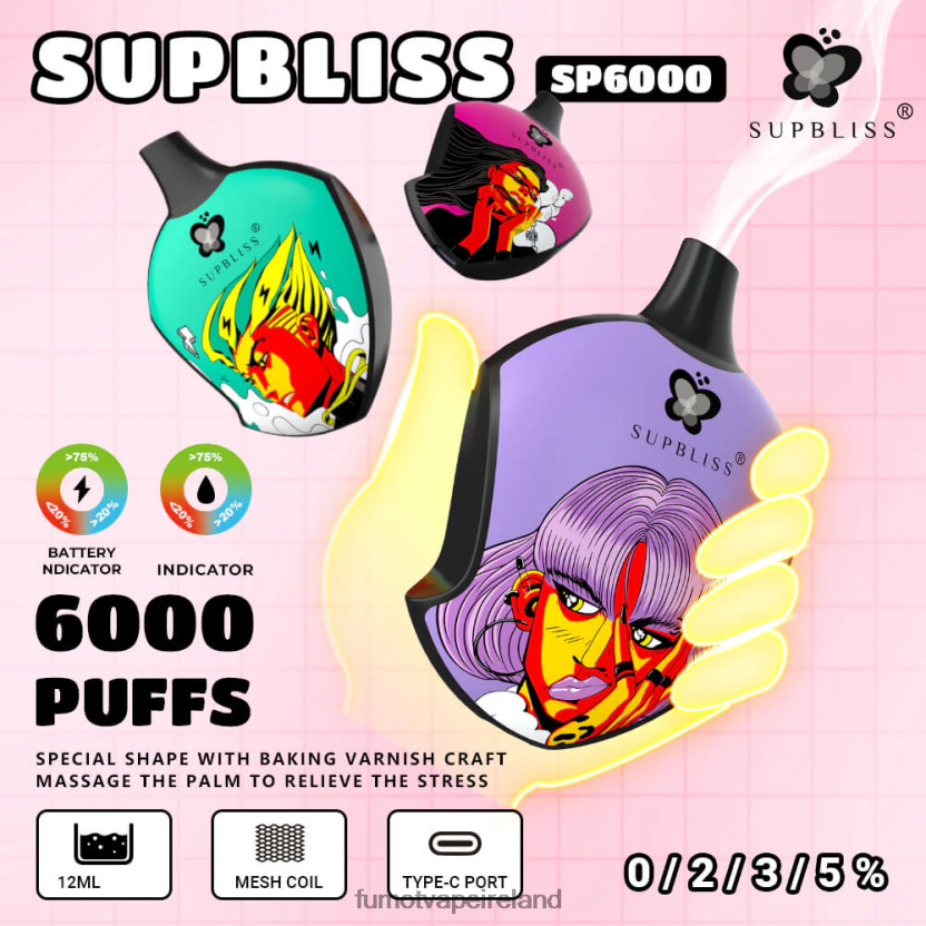 Fumot Supbliss SP6000 Disposable Vape Pod - 12ML (1 Piece) T6F626450 | Fumot Vape Flavours Aloe Grape