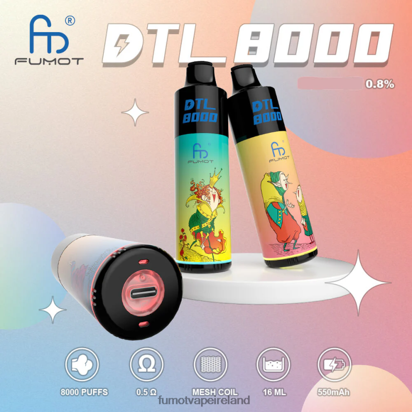 Fumot DTL 8000 Disposable Vape Pen - 16ML (1 Piece) T6F626416 | Fumot Cigarette Electronique Blueberry Mint