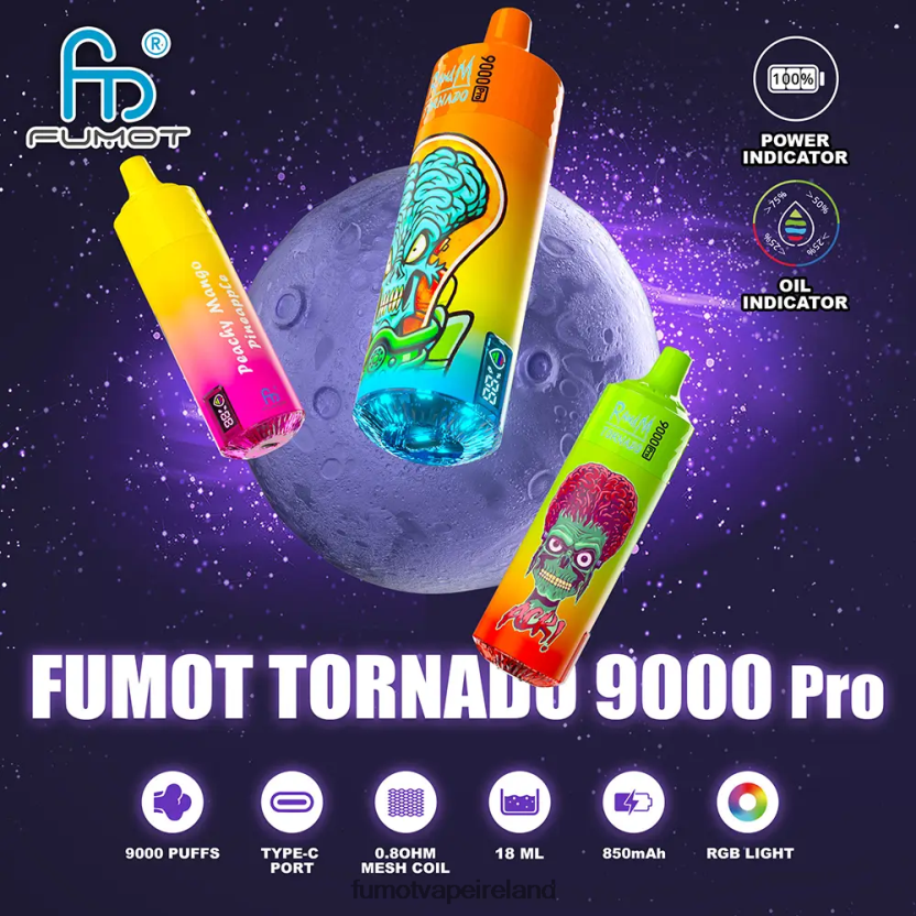 Fumot Tornado 1 Piece 9000 Pro 18ML Disposable Vape T6F626216 | Fumot Cigarette Electronique Grape