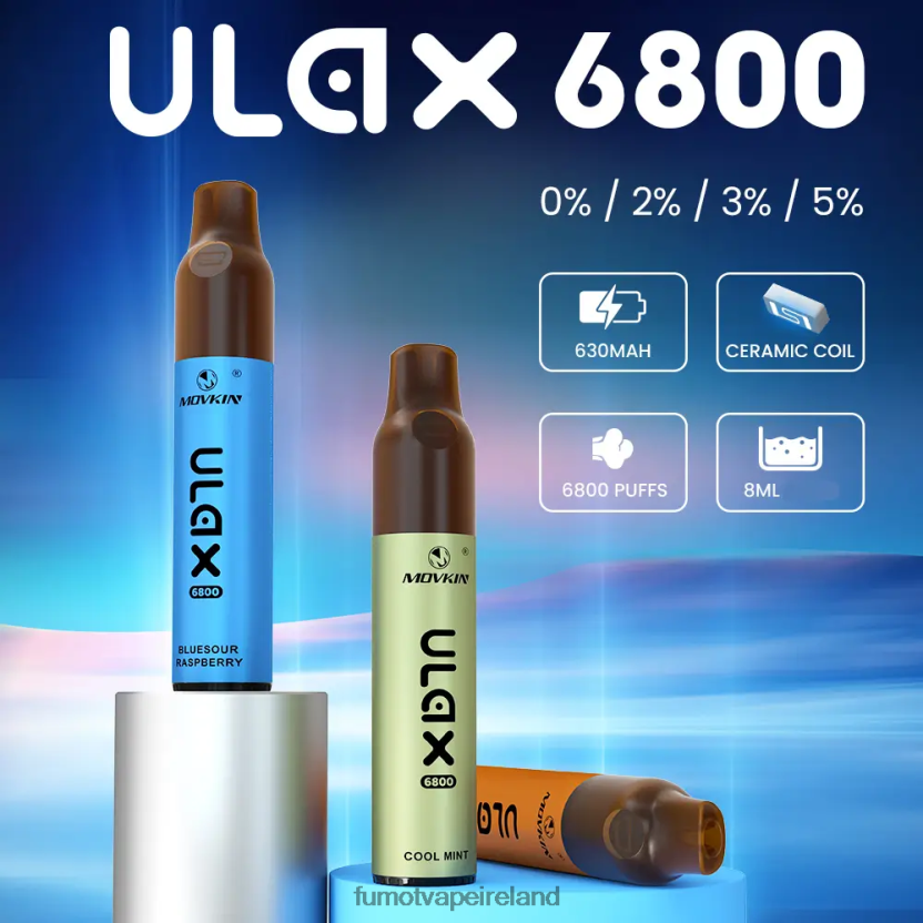 Fumot Movkin Ulax 6800 Disposable Vape, Ceramic Coil - 8ML (1 Piece) T6F626316 | Fumot Cigarette Electronique Banana Ice